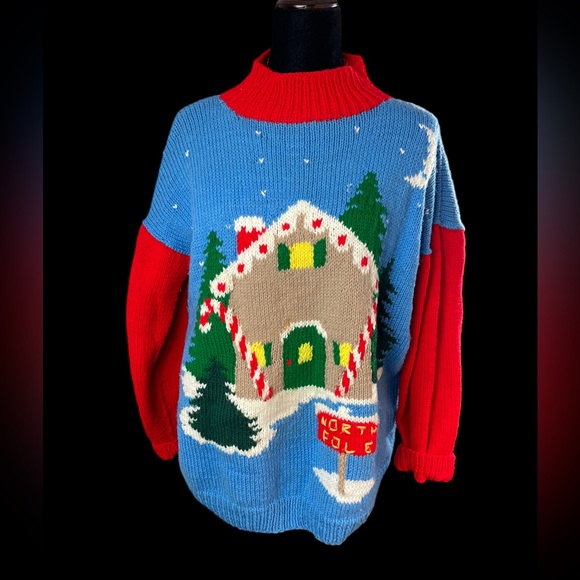 Vintage Christmas Sweater Wool blend North Pole - Picture 5 of 6